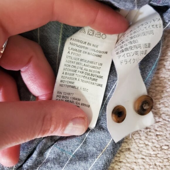 Prana Mens Grey Cotton Grid button Down Casual Shirt L - Picture 8 of 10